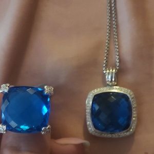 David Yurman Blue Topaz ring and necklace set
